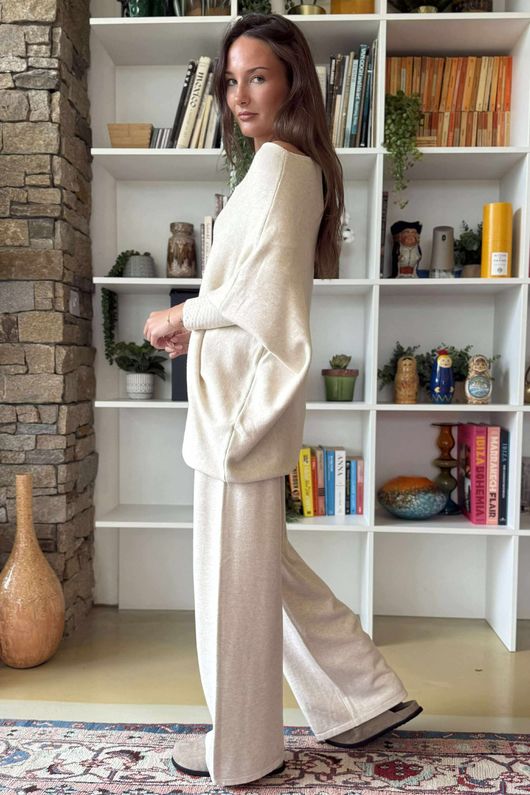 Elbury Huggle Luxury Knit Co Ord Set Oatmeal Marl